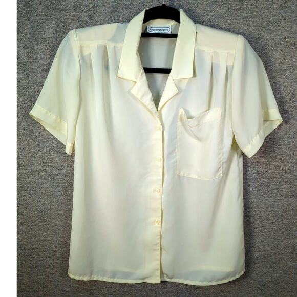 Vintage Impressions Blouse Short Sleeve Butter Yellow Business Size 6 - Picture 1 of 8